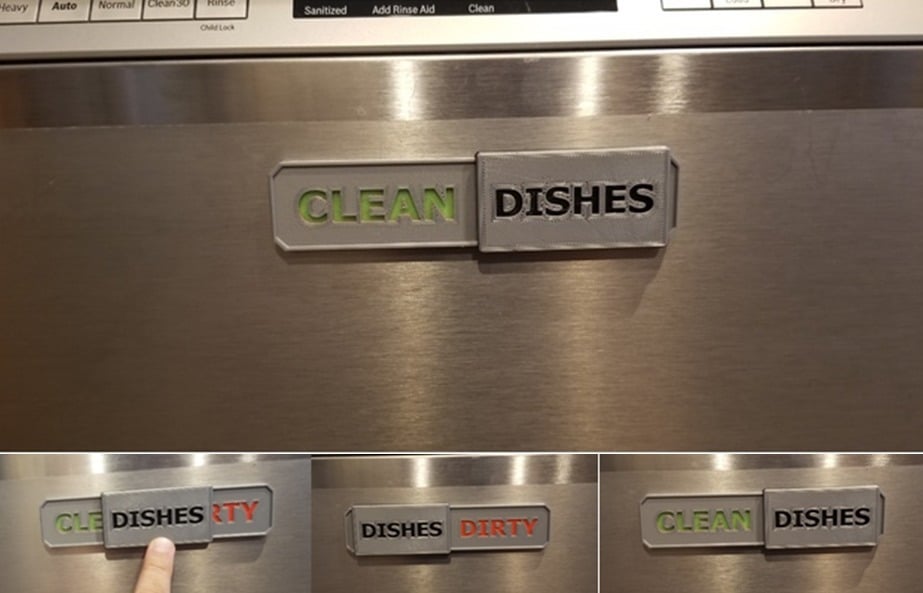 Clean Dishes, Dishes Dirty, dishwasher sliding sign