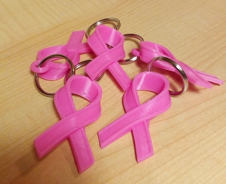 Pink ribbon keychain