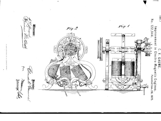 1872 Electro-Magnetic Engine Patent Model, Patent# 122,944