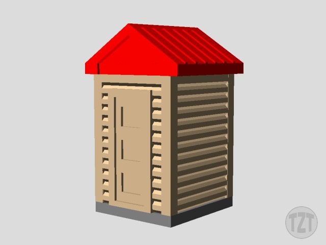 Log Cabin, Outhouse, (HO, O, N scale model railroad layout)