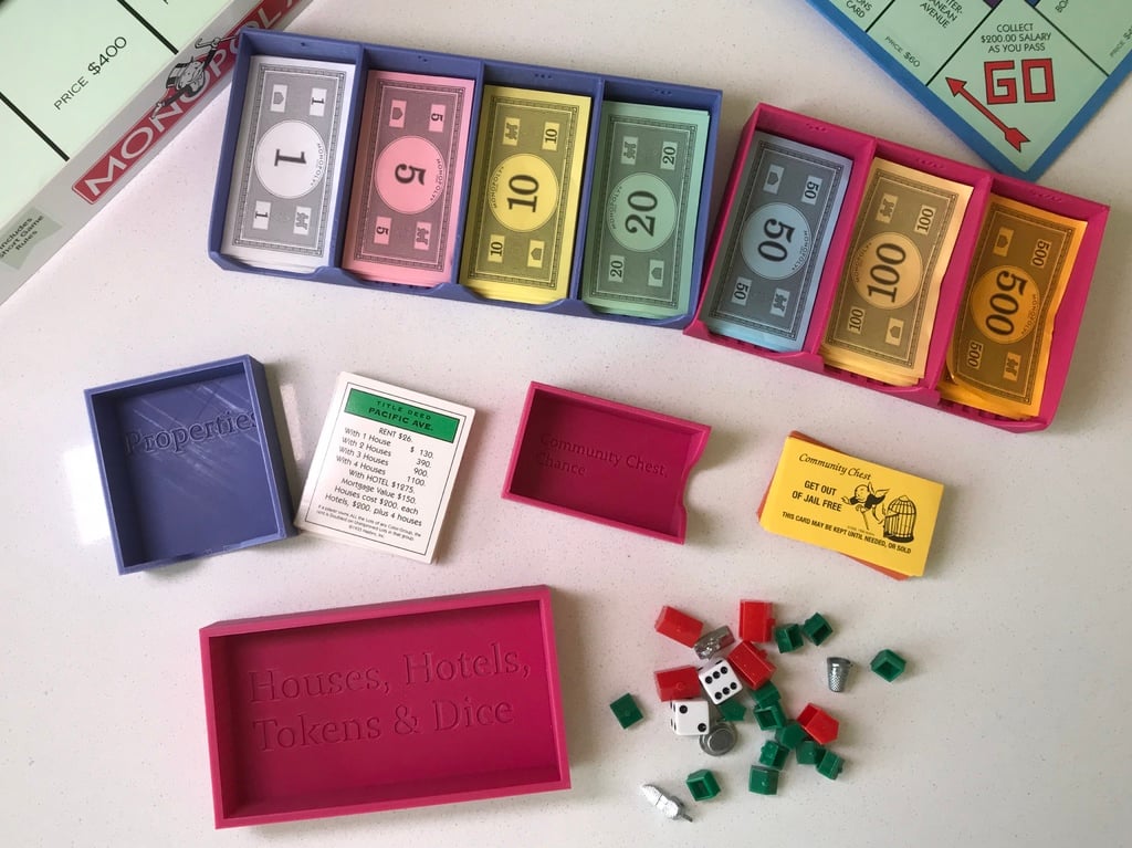Monopoly money tray and pieces holder