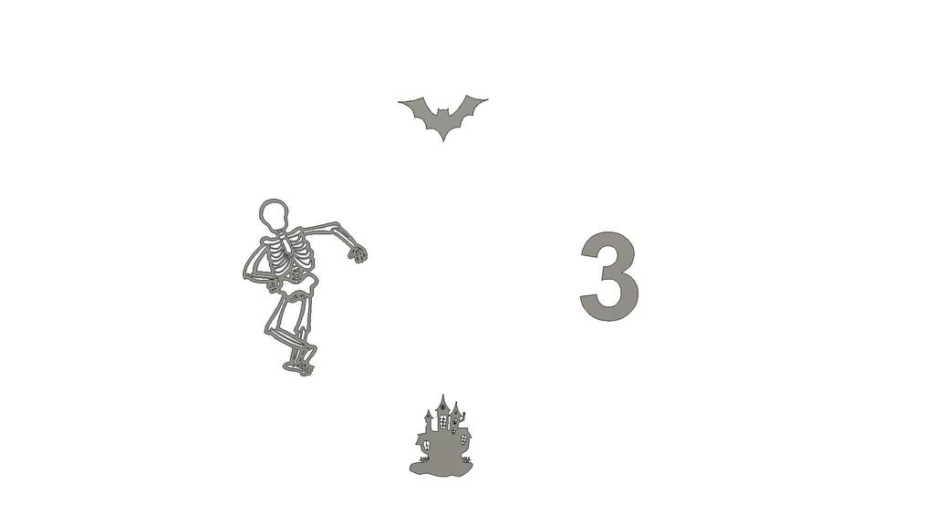 Halloween (Castle, Skeleton, Bat) Wall Clock design