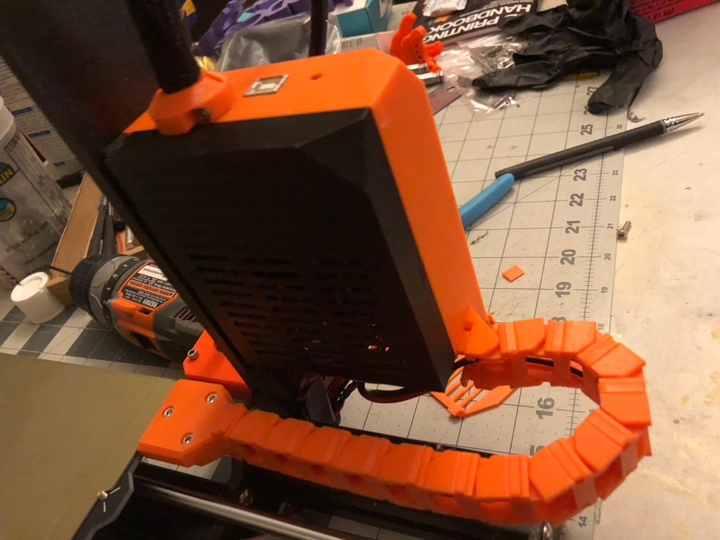 Prusa MK3S Einsy Case with piDoor and y-axis cable chain
