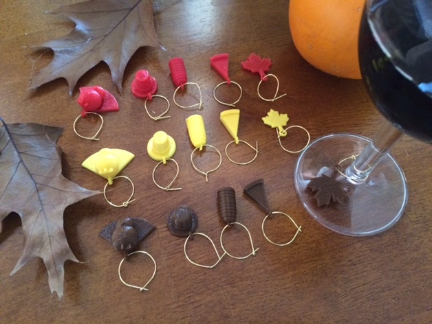 Thanksgiving wine charms