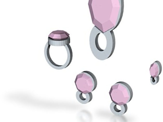 lara rose quartz jewelry set all files obj, stl, x3d, wrl