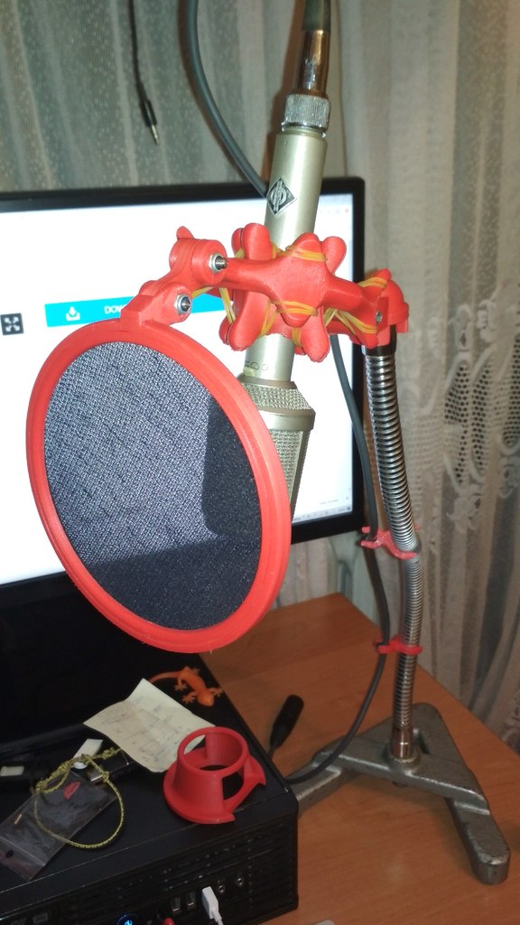 Microphone pro holder with pop filter