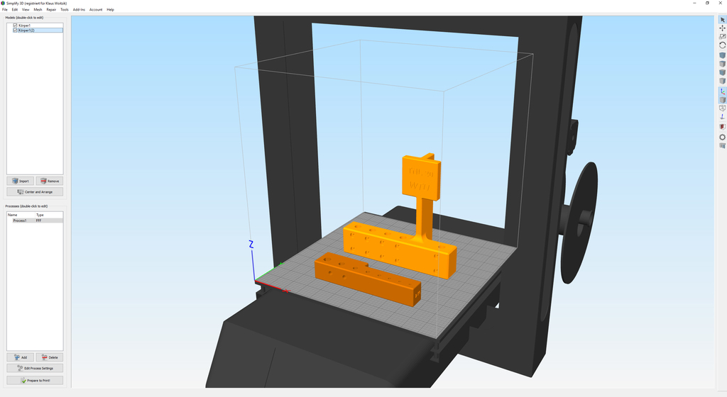 Drucker Model -  JGAurora A5 für Simplify 3D