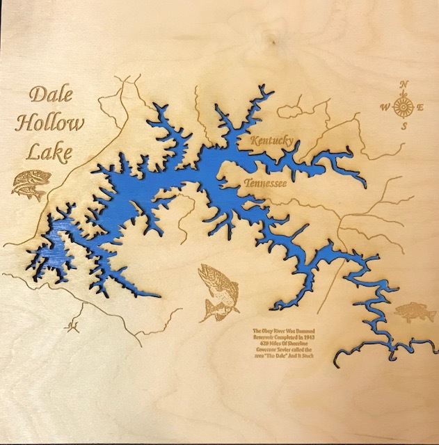 Dale Hollow Lake Map Laser Cut