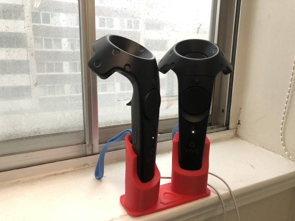 Dual HTC Vive Wand Charging Stand (Blue wirststrap edition)
