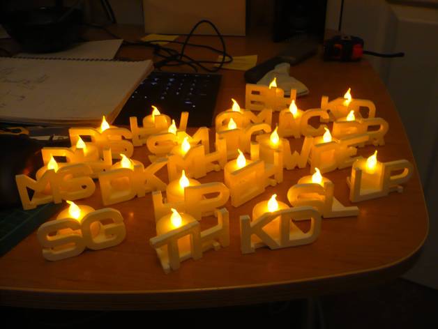 Printed 'place cards' with tealight holder