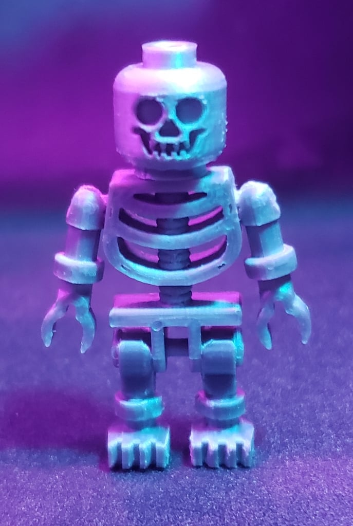 Lego Skeleton Minifigure, 1:1 with Printed Skull Face
