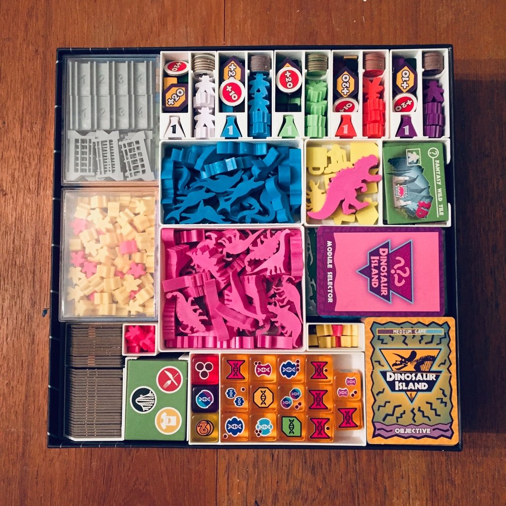 Board Game Insert for Dinosaur Island X-treme Edition & Totally Liquid - Fit (almost) everything in one box