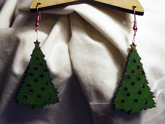 Laser Cut Christmas tree Earings