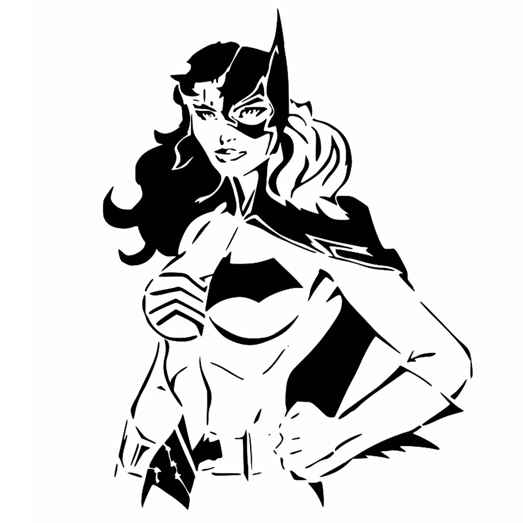 Batgirl and Wonderwoman stencil