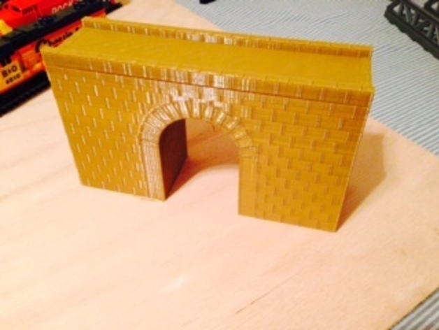 Model railroad, brick arch bridge