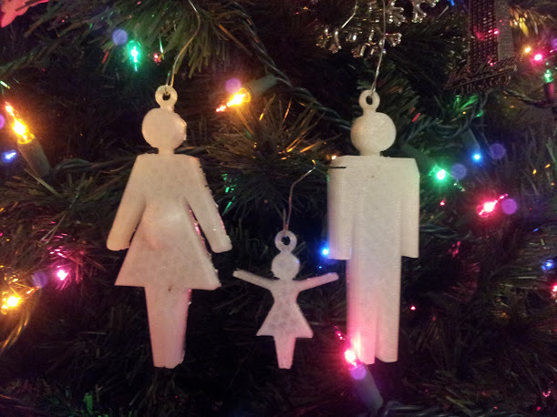 Ornament Family of 3+ with dad, little girl and pregnant mom (or not)