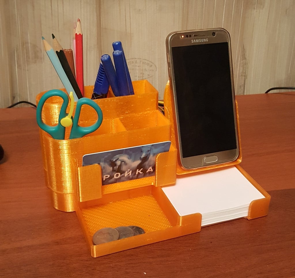 All-In-One Desk Organizer: pencil holder with wireless charging phone stand V2