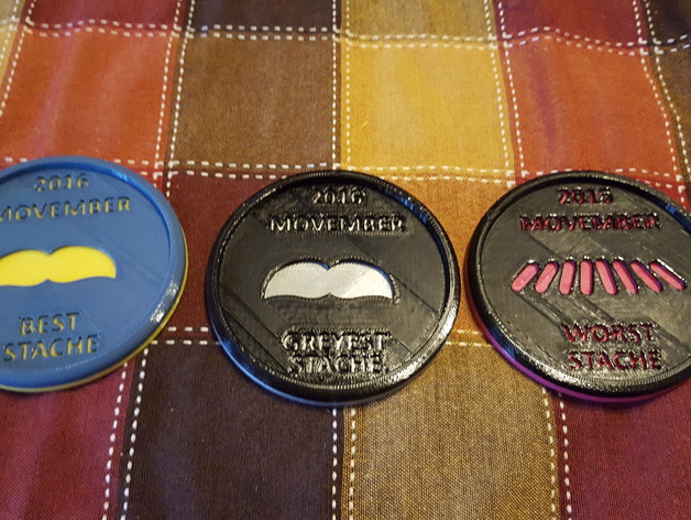 Movember Coasters/Medals Best Greyest Worst