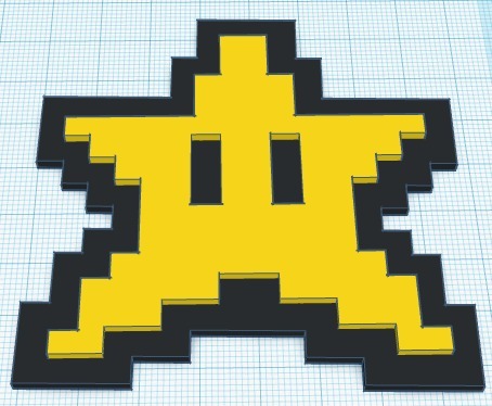  Mario 8-bit Star Powerup (Color Raised)