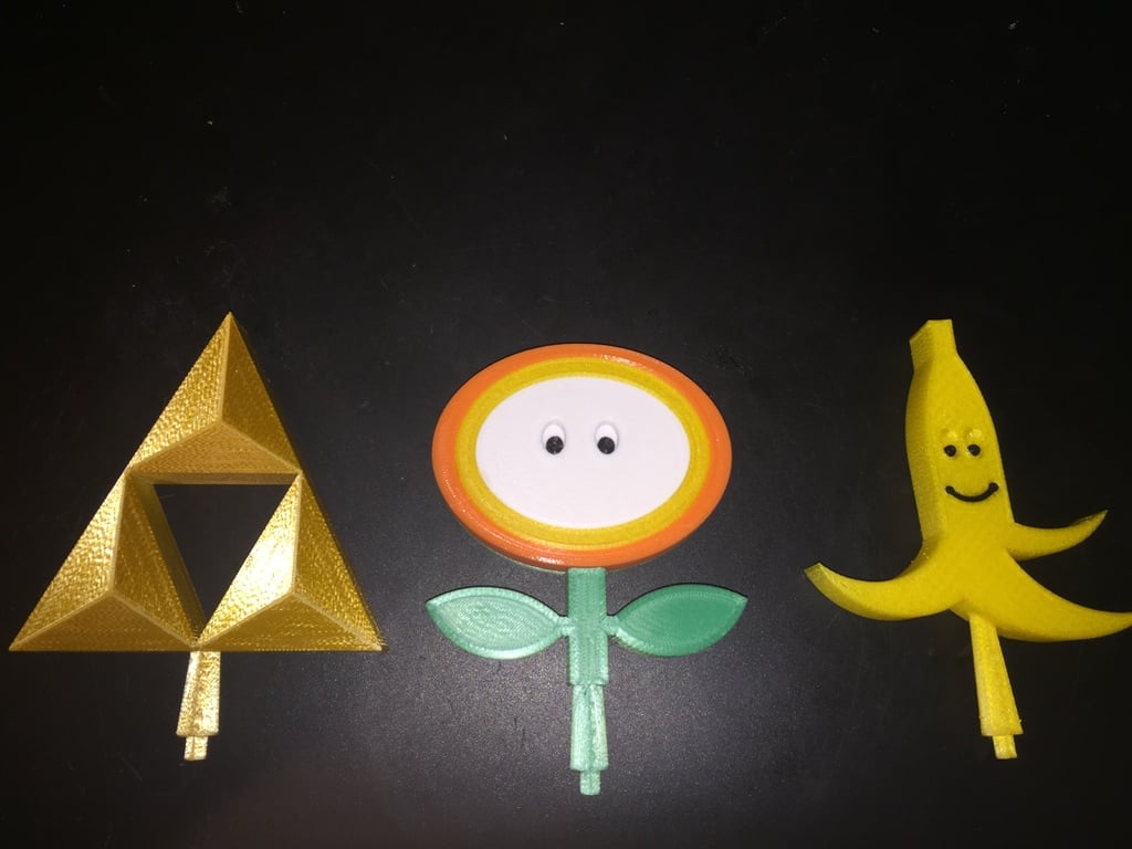 Mario Kart Trophy Flower, Banana, and Triforce Inserts