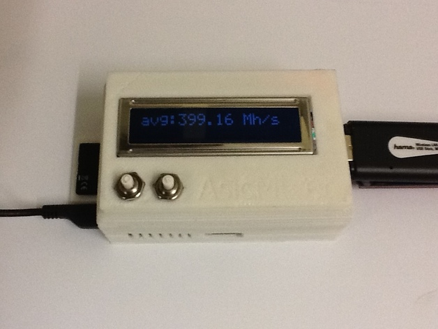 Raspberry Pi Case for 16x2 LCD and 2 Buttons (not adafruit modul, its for normal components) (AsicMiner Edition)