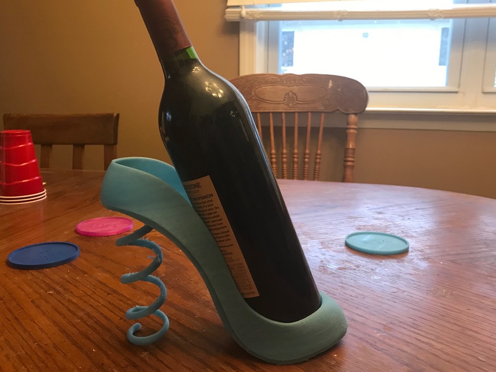 Wine Holder with Corkscrew Heel