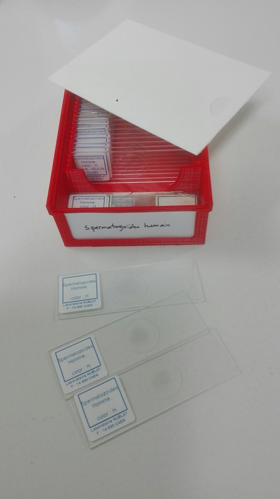 stackable case for 20 microscope slides, boite pour 20 préparations microscopiques et case for 12+12
