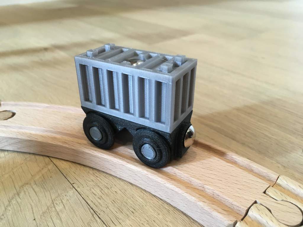 Wagon and container for wooden train