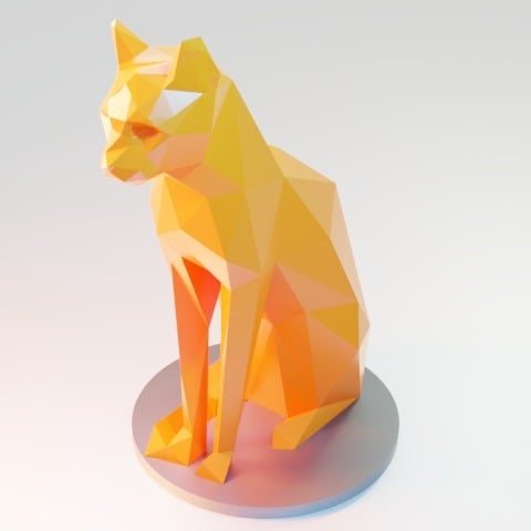 Sitting cat low poly