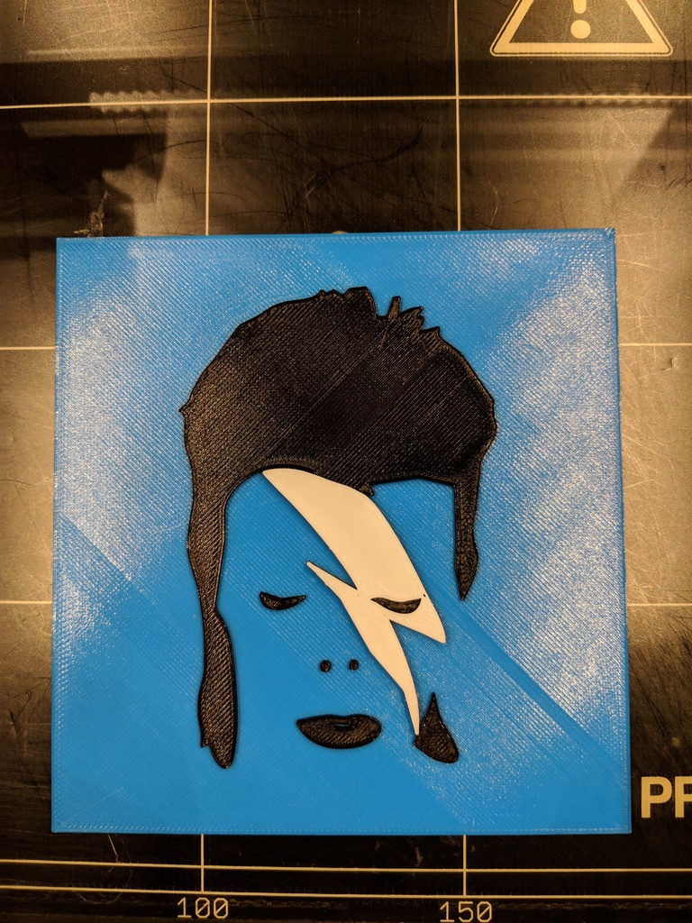 Multicolor David Bowie print for single extruder printers