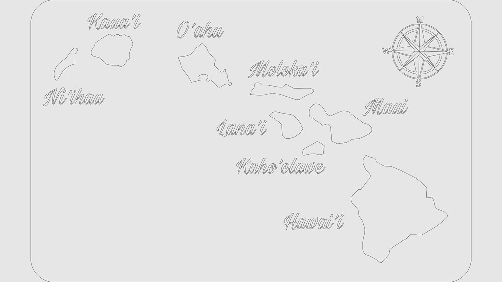 Laser Cut Hawaiian Islands Map