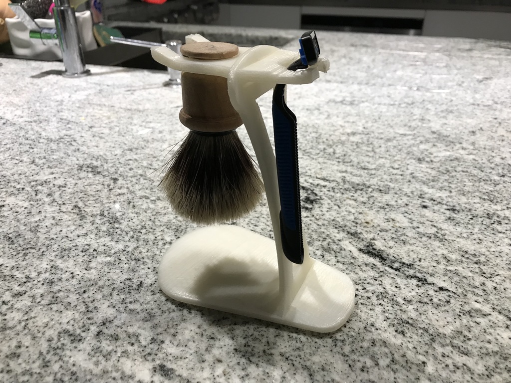 Shaving brush and razor support