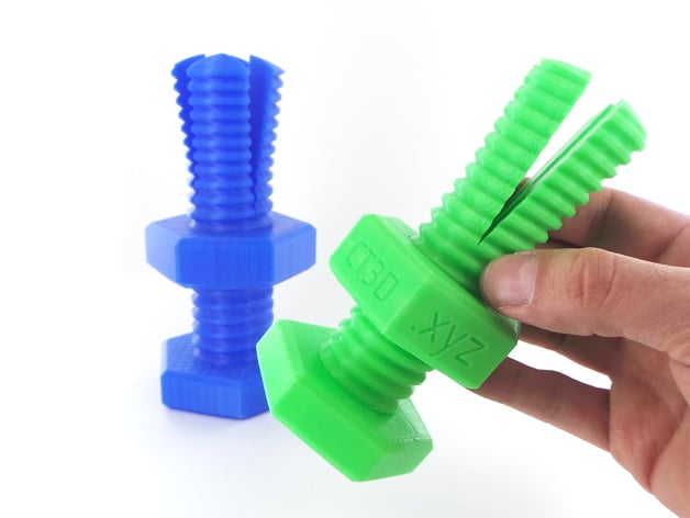 Impossible 3D-printed bolt and nut