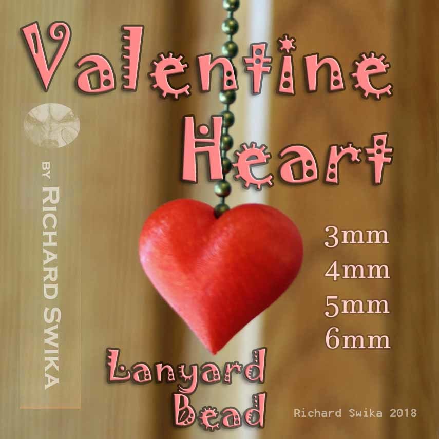 Valentine Heart Lanyard Bead for Lamp Pull, Shoelace, Pendant, Paracord