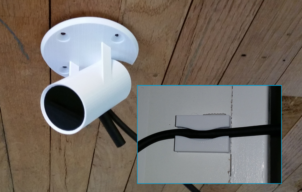 Oculus Rift ceiling mount (changeable angle) and cable clip