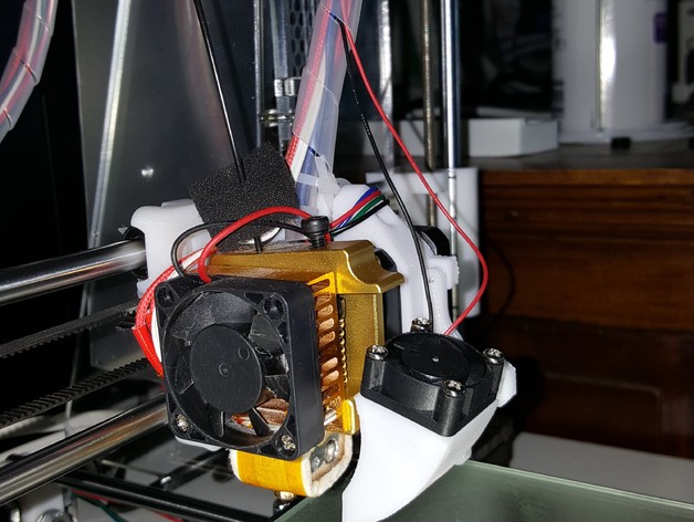 Sintron Prusa i3 MK8 Extruder cooling fan mounts & funnel for 25mm fan