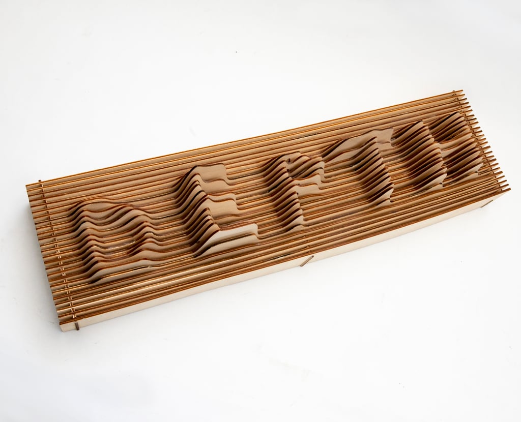 Topographic Text – Laser cut