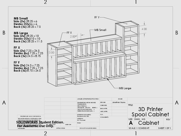 Filament Storage Cabinet for Makerbot and FlashForge Filament