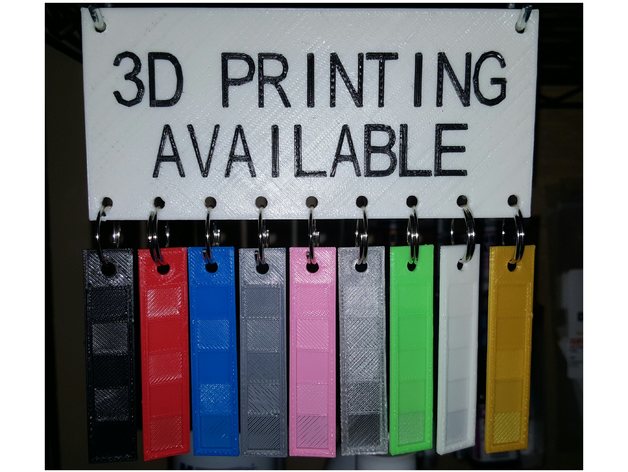 3D Printing Available Sign With Swatches
