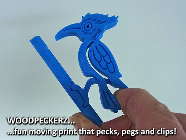 Woodpeckerz… Moving One Piece Print That Pecks Pegs And Clips
