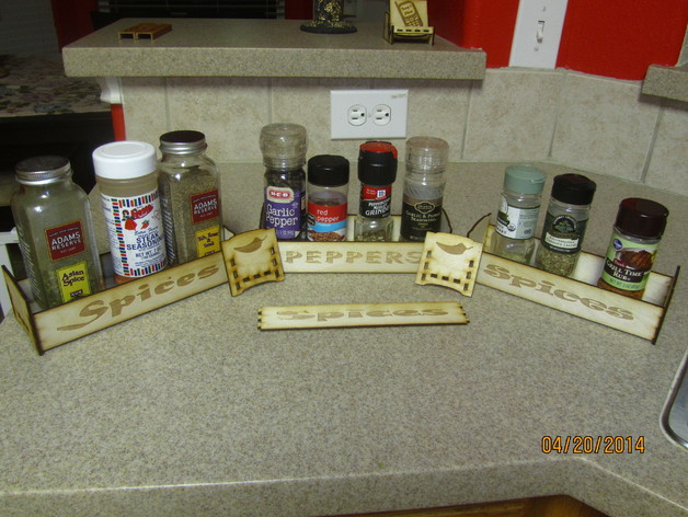 Laser Cut Wood Spice Rack.  Small & Simple.  2 sizes.  1/8 plywood.