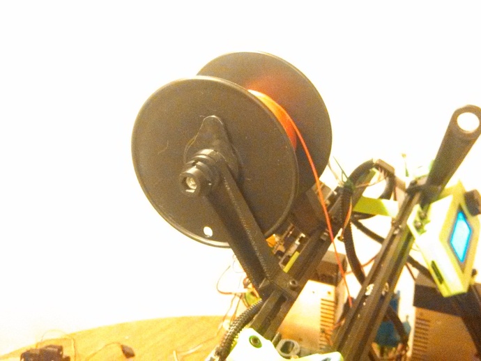 Imporved high clearance MendelMax Spool holder for Trinity/Proto/Reprap spools (and many others)