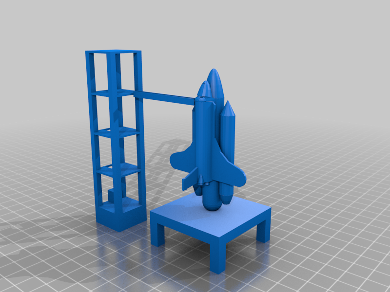 Space Shuttle With Launch Pad and Tower