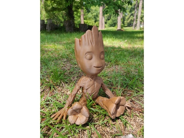 Sitting Smiling Baby Groot Smoothed Solidified Reinforced