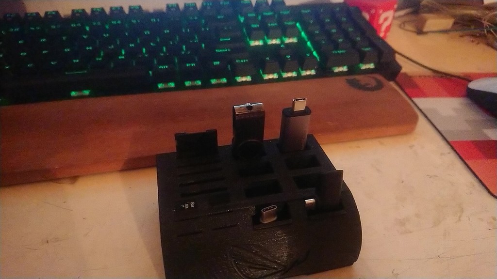 SD, Micro-SD Card and Thumb Drive Caddy with Asus ROG logo