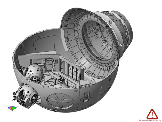 Discovery 1 from 2001: A Space Odyssey -- Sphere with Pod Bay