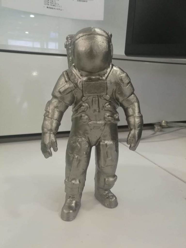 Lost wax printed and casted astronaut