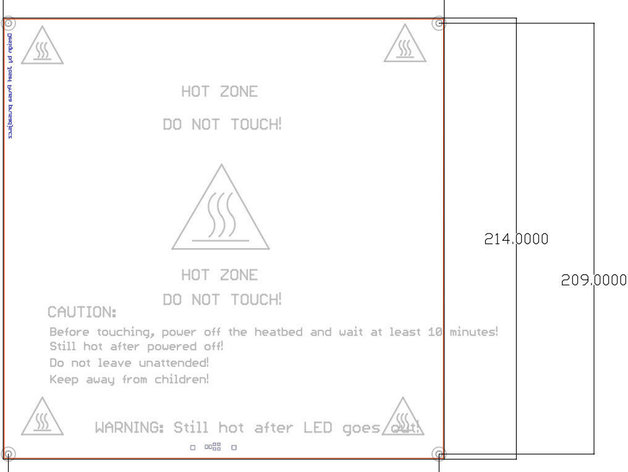 Prusa's PCB Heatbead Mk1 DXF, PDF and JPG drawing