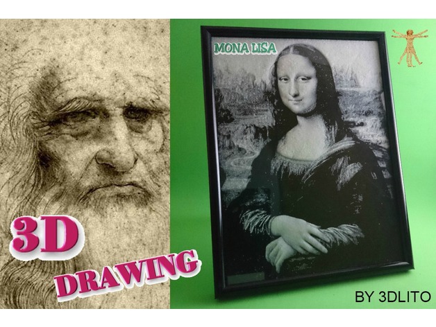 Drawing 3Ddibujo 3D Mona Lisa Leonardo Da Vinci