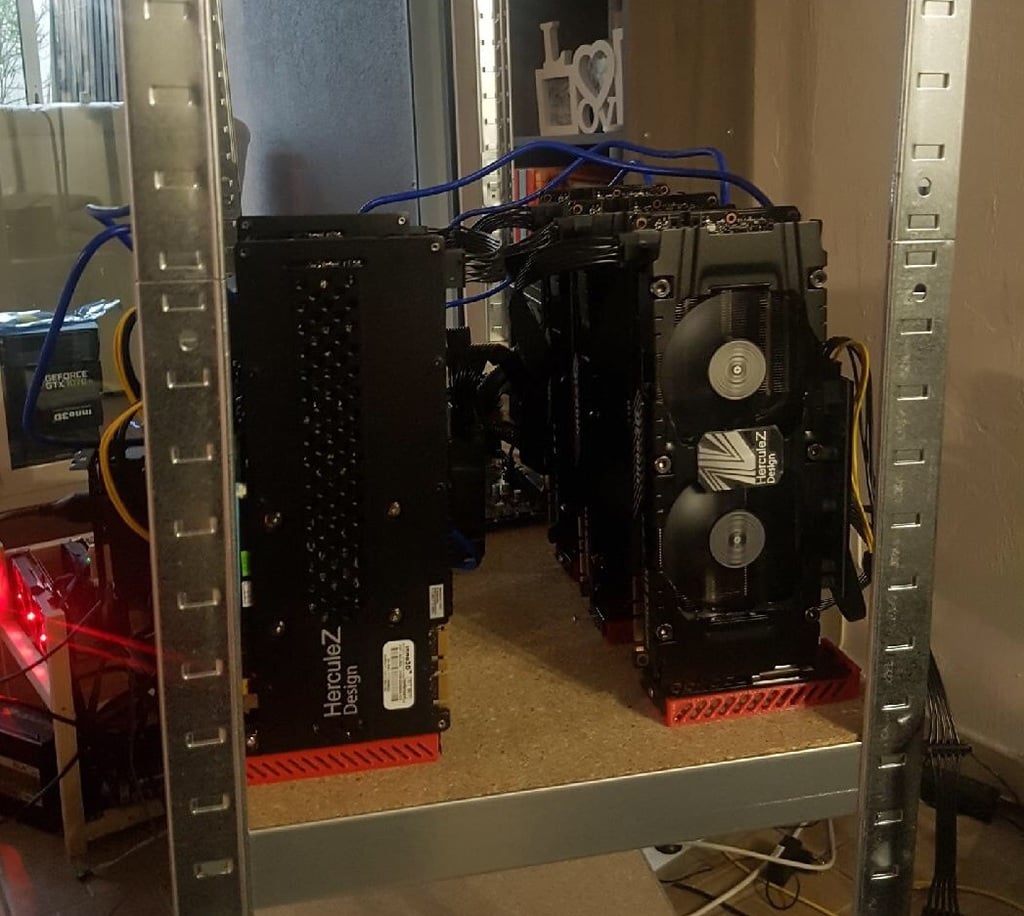 Vertical GPU support for mining rig